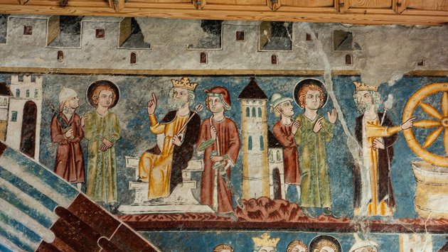 Ausschnitt aus der Georgslegende in der Kirche St. Georg in Rhäzüns